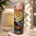Curaçao Rhinestone Tumbler met naam – Gepersonaliseerde 20 oz drinkbeker met kleurrijk Curaçao design