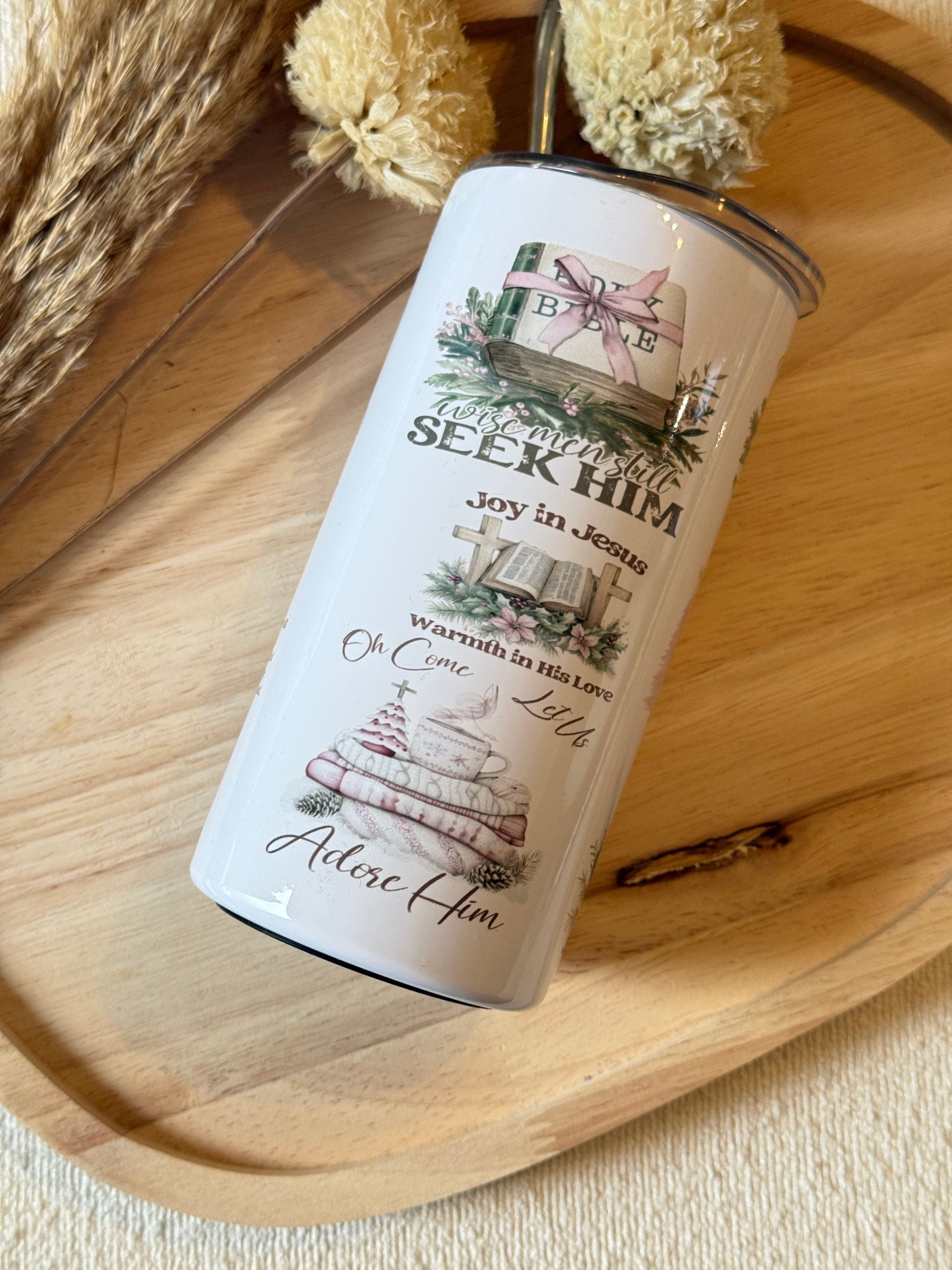 Inspirerende Kerst Tumbler | Inspirerend Cadeau met Bijbeltekst | Religieuze Kerst Tumbler 12 oz