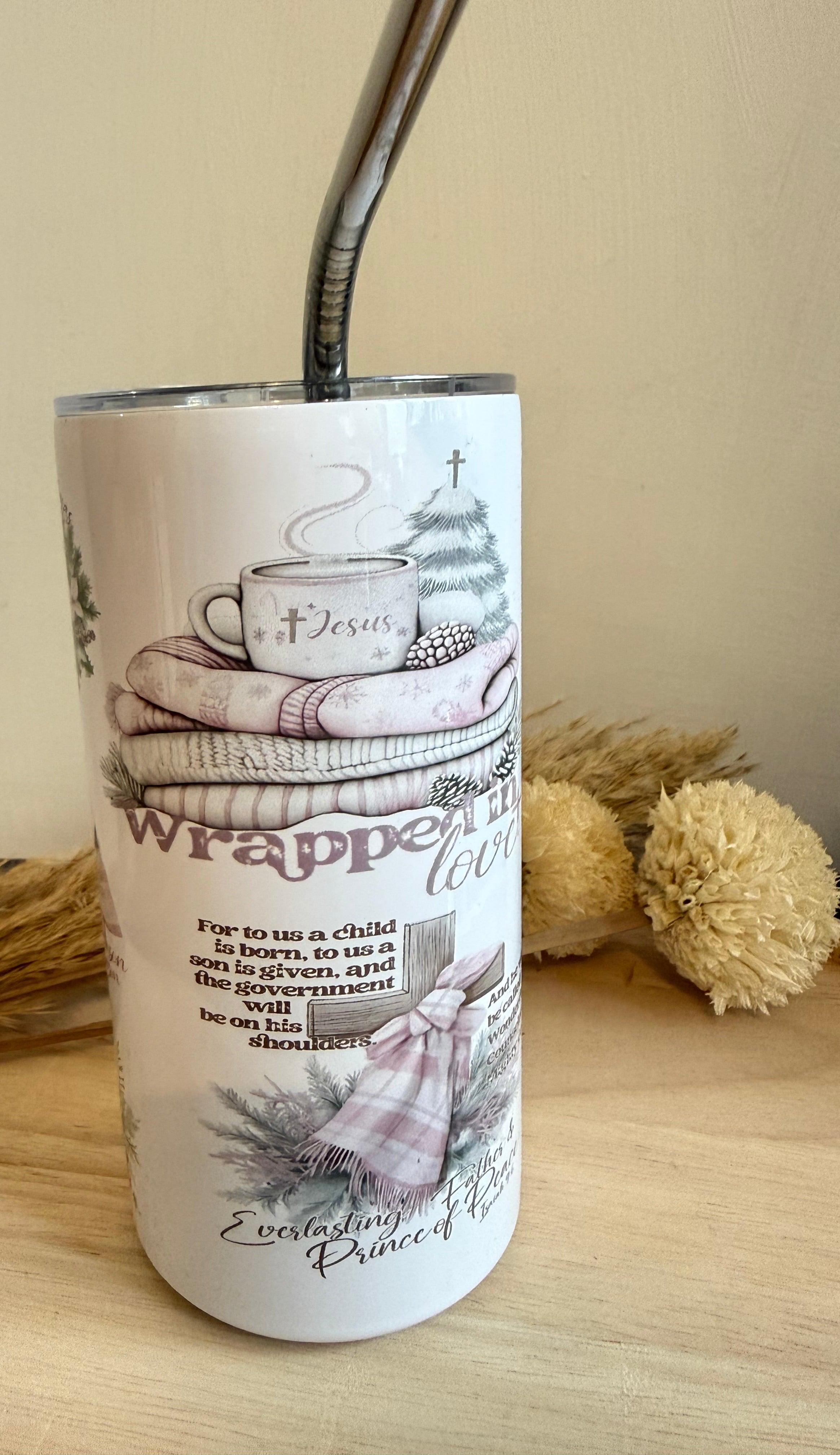 Inspirerende Kerst Tumbler | Inspirerend Cadeau met Bijbeltekst | Religieuze Kerst Tumbler 12 oz