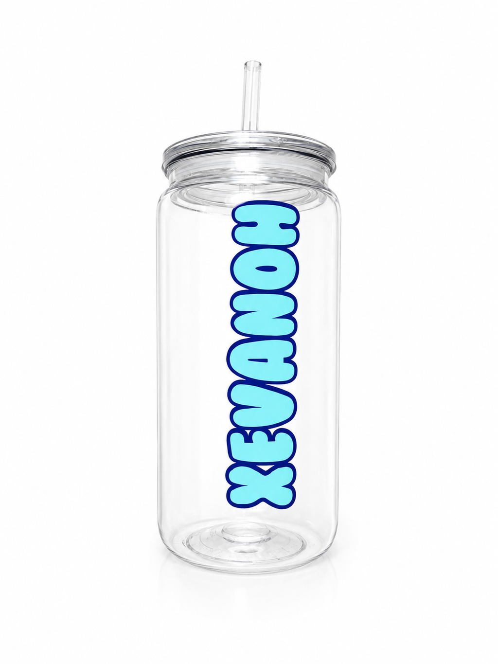 Gepersonaliseerde 16 oz plastic drinkbeker met naam en gekleurde deksel
