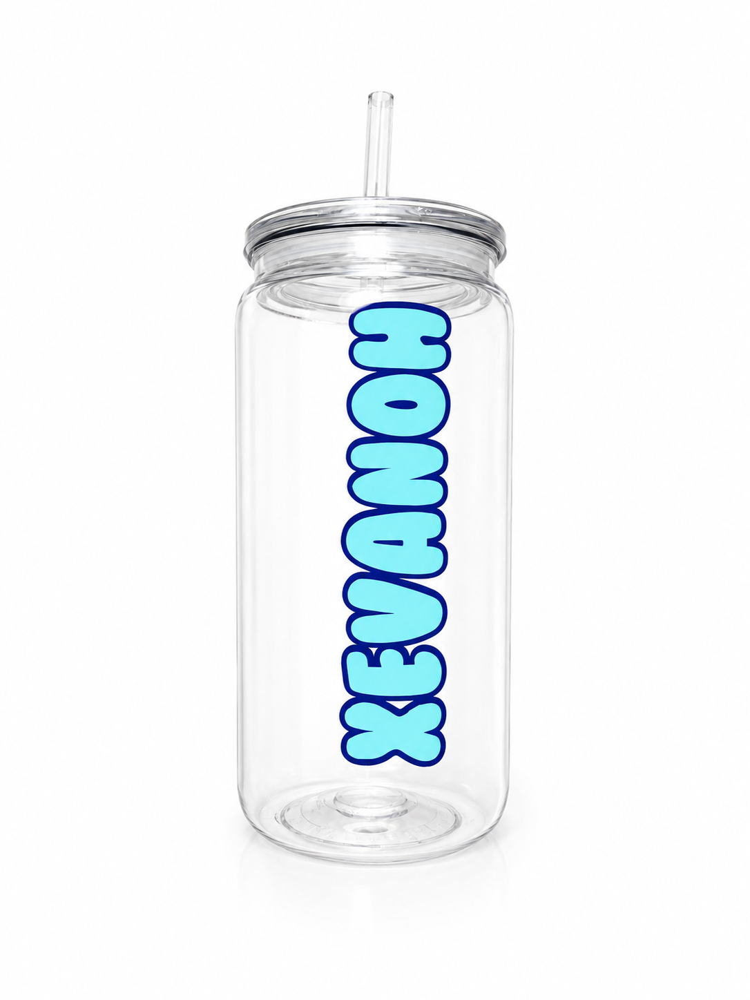 Gepersonaliseerde 16 oz plastic drinkbeker met naam en gekleurde deksel